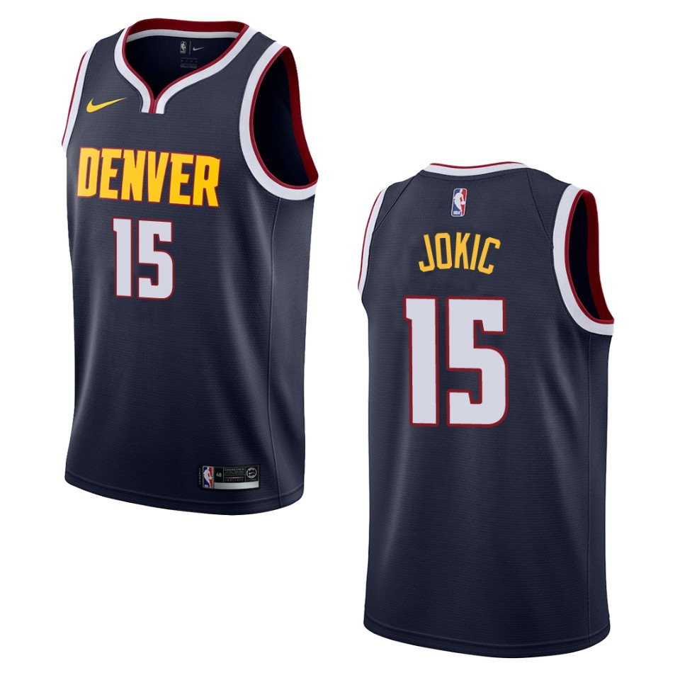 Men’s Denver Nuggets #15 Nikola Jokic Icon Swingman Jersey – Navy ...