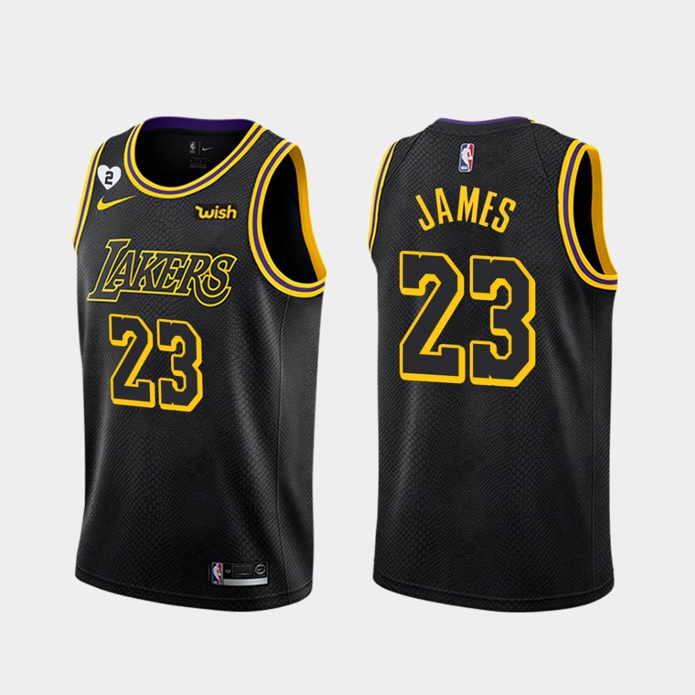 Men's Lakers #23 LeBron James Black Mamba Love Gianna Jersey ...